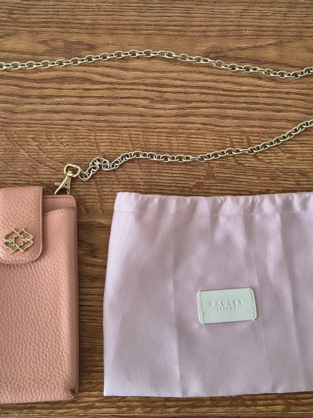 Radley London Pink Crossbody Wallet with Gold Chain